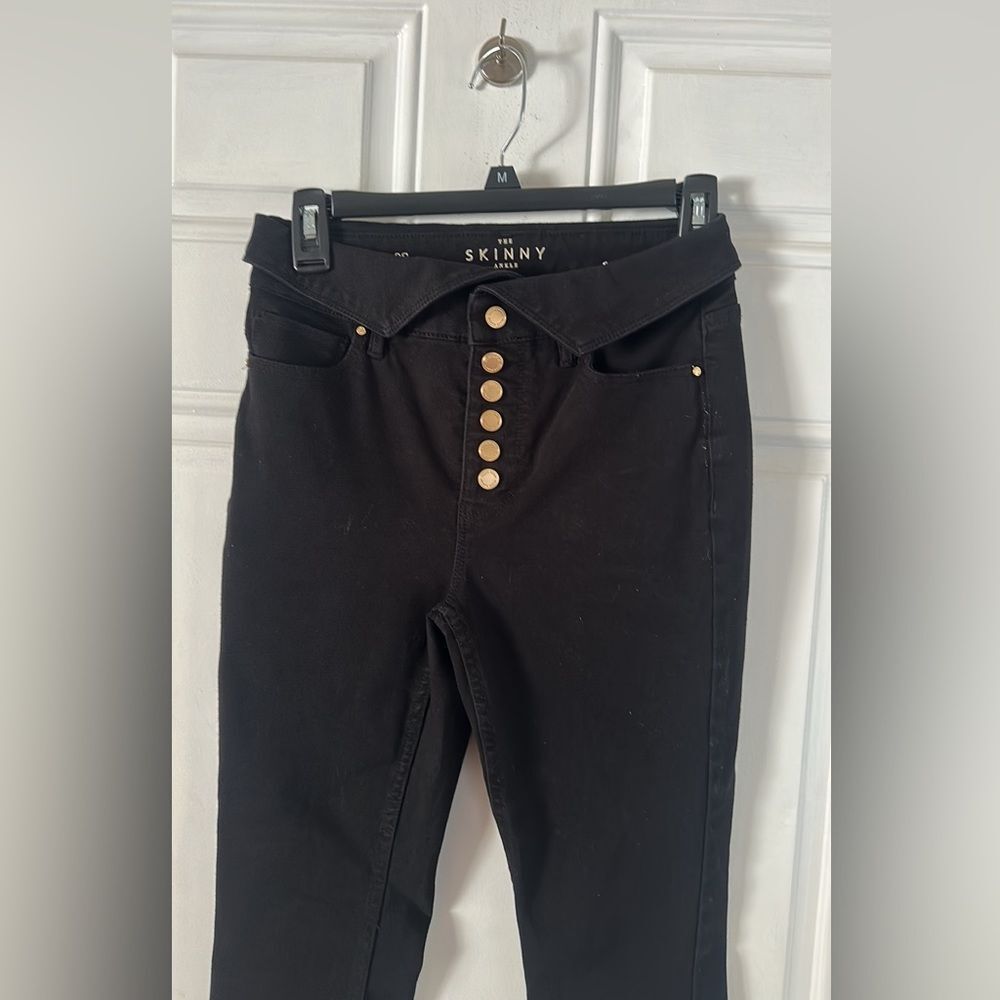 EUC White House Black Market Black High Rise Skinny Gold Button Fly Jeans - Picture 2 of 4